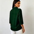 thumbnail image 6 of Polo Shirts for Women 3/4 Sleeve Vintage Button Collar Dressy Fall Office Basic Tops Dark Green 3XL, 6 of 9