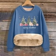 thumbnail image 6 of SYMOID Womens Blue Plush Fleece Lined Christmas Sweatshirt - Relaxed Fit Cropped Hem Festive Tree Print Winter Pullover (M-XXXL),Size 3XL, 6 of 6