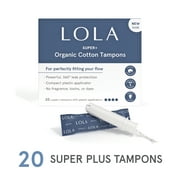 LOLA Super Plus Tampons, Organic Cotton, Compact Plastic Applicator, 20 Count