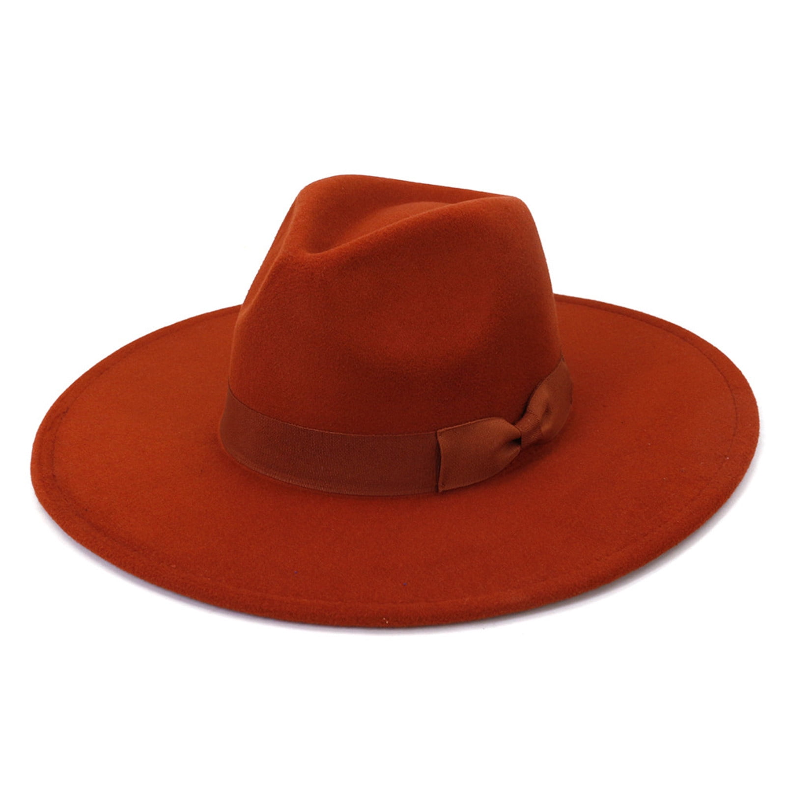 Gotyou Hats Unisex Fashion Wide Wool Belt Flat Top Fedora Hat Party ...