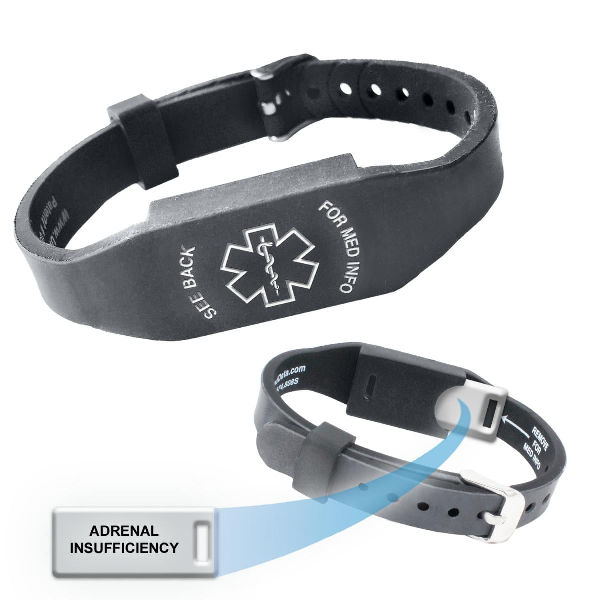 "Adrenal Insufficiency" ELITE II Medical Alert ID Bracelet. Choose