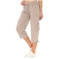 thumbnail image 2 of Womens Capris with Pockets Loose Fit Casual Capri Pants Dressy Lightweight Ladies Baggy Cargo Pants for Hiking, 2 of 7