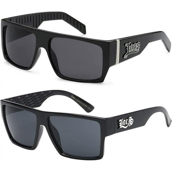 2 Pack FLAT TOP LOCS Sunglasses | BLACK Hardcore Designer Gangster Cholo Shades