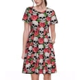 thumbnail image 1 of Balery Skull and Roses Vestidos sueltos de manga corta para mujer, vestidos de verano 2025, vestidos casuales de corte A con vuelo., 1 of 6