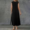 thumbnail image 4 of THDHVS Maxi Dresses for Women 2025,Women's Casual Dresses,Women's Texture Sleeveless Seaside Dress Sleeveless V-neck Dress Black 2XL, 4 of 7