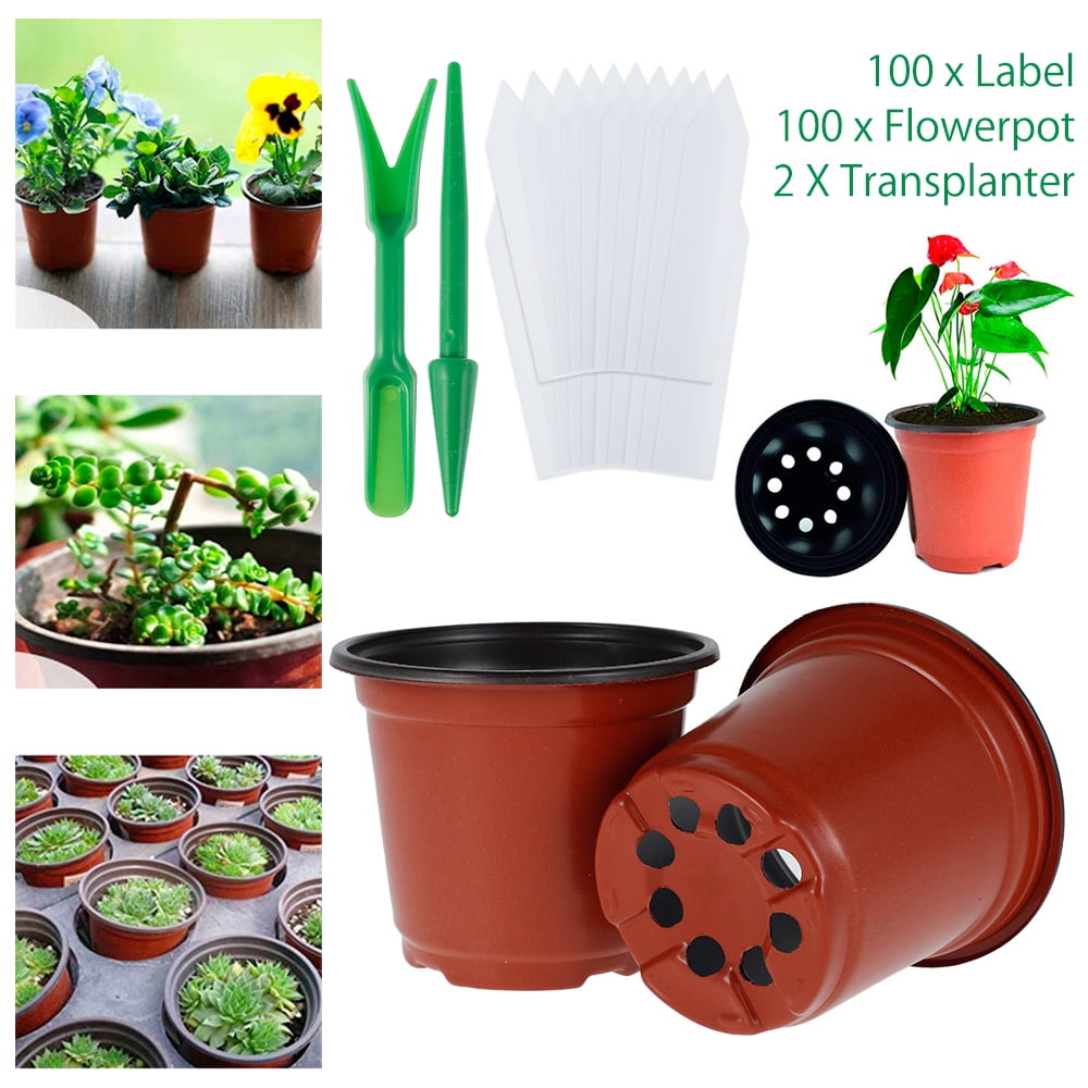 100 Pcs 6 Inch Plastic Nursery Pots with 100 Pcs Planting Tags and 2 Pcs Mini Garden Tools Seed Starting Pots for Succulents Cuttings Black Transplanting Seedlings 100 Pcs 6 Inch Plastic Nursery Pots with 100 Pcs Planting Tags and 2 Pcs Mini Garden Tools Seed Starting Pots for Succulents Cuttings Black Transplanting Seedlings