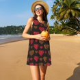 thumbnail image 3 of Fotbe Gold Glitter Heart Vestido de Verano sin Mangas para Mujer – Vestido Midi Línea A, Estilo Camiseta Floral, Vestido Playero Casual y Fluido, 3 of 7