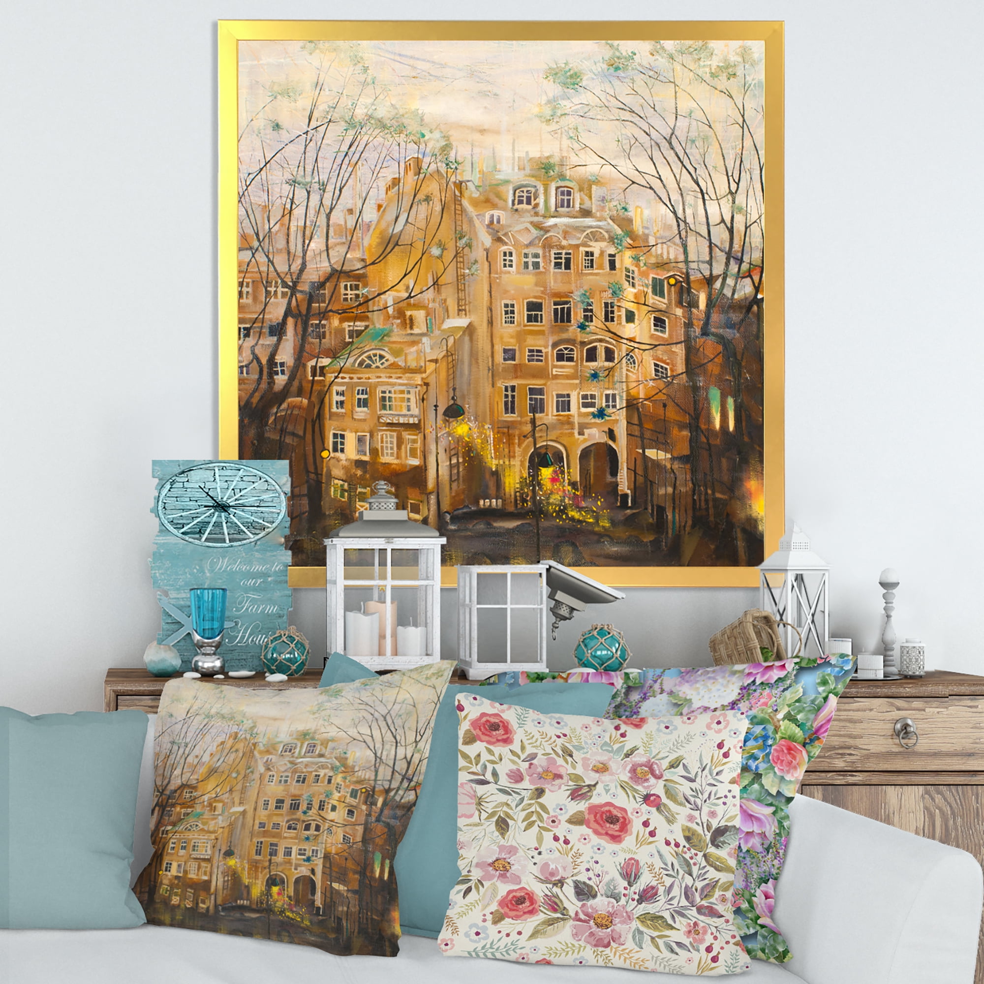 Designart 'Russian City Yard Landscape' Traditional Framed Art Print