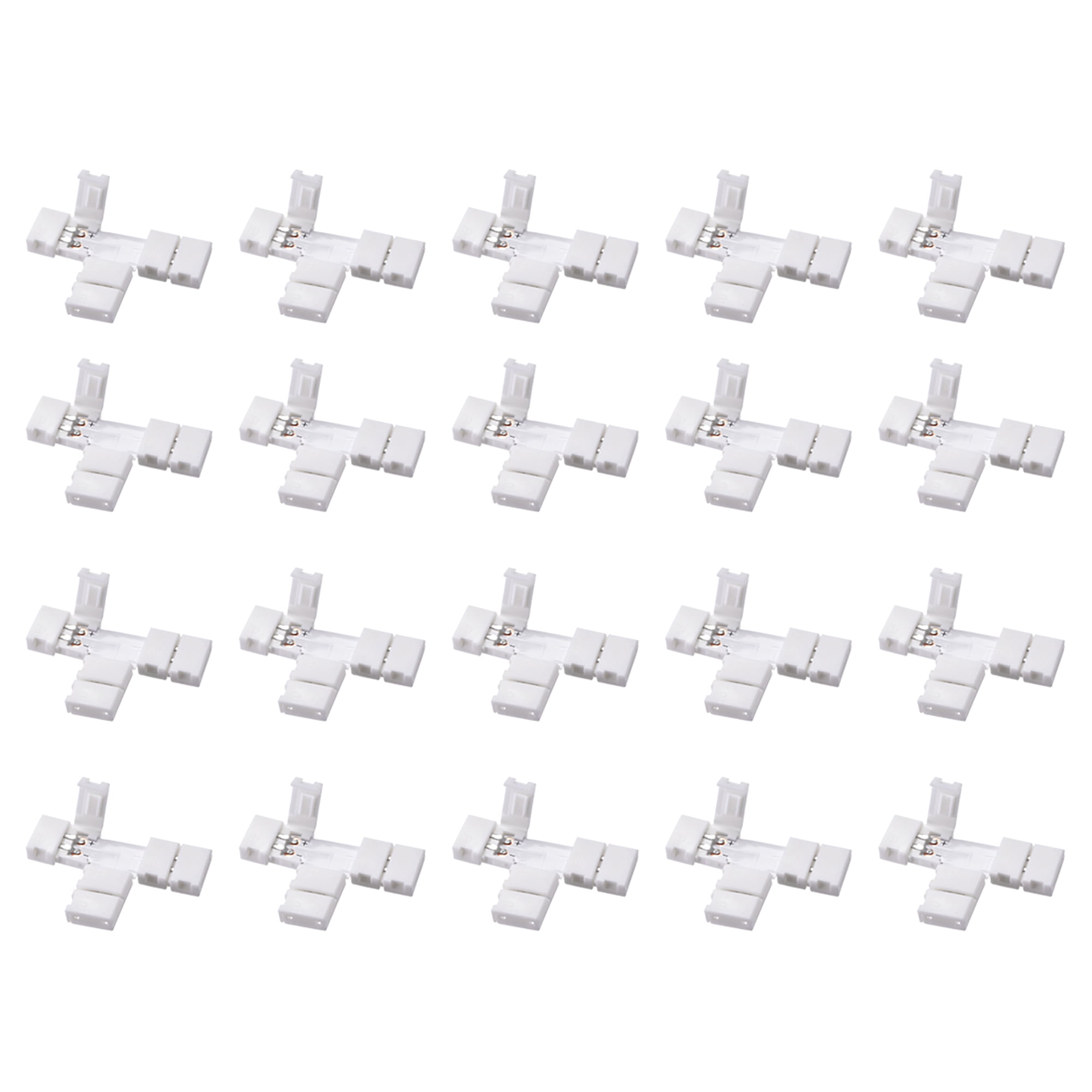 8mm 2P T-shape LED Strip Connector for Single Color 3528 2 Conductor Light 20Pcs
