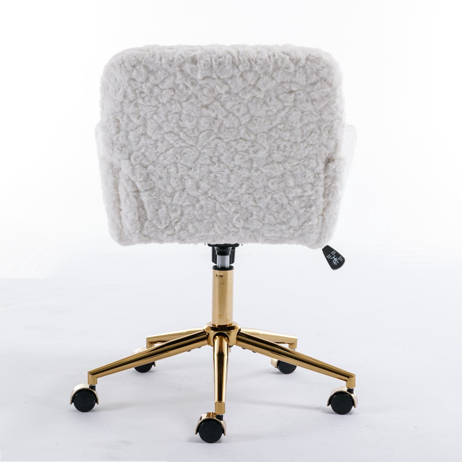 Office Chair, 360° Swivel Adjustable Vanity Chair with 320mm Large Golden Metal Base, 40° Reclining Desk Chair for Home Use