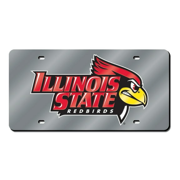 Illinois State Redbirds Mirrored Laser Cut License Plate Laser Tag
