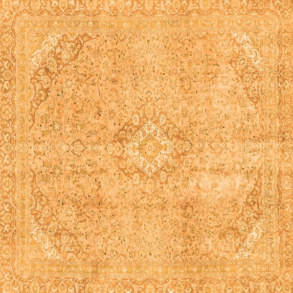 Ahgly Company Indoor Square Abstract Orange Modern Area Rugs, 6' Square