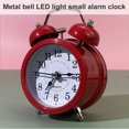 thumbnail image 4 of Reloj despertador Retro Twin Bell Mesa de escritorio de metal Reloj analógico Silencioso con luz nocturna para oficina en casa, Rojo Inevent EL000911-04B, 4 of 7