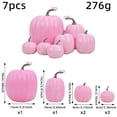 thumbnail image 3 of 7 Pcs Assorted Sizes Artificial Pumpkins Fall Decor Fake Faux Foam Pumpkins for Halloween Thanksgiving Harvest Home Table Decor (Pink), 3 of 7