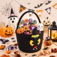 thumbnail image 5 of YOYTOO 3.6L Cute Halloween Basket for Kids, Cotton Rope Witch Hat Bat Candy Basket with Handle, Halloween Party Decorations, Trick or Treat Basket Bins, Black, 5 of 10
