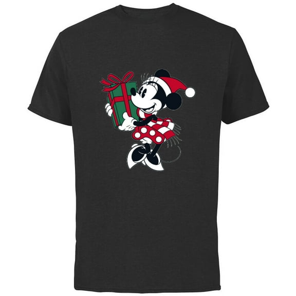 Disney Minnie Mouse Gift Holiday - Short Sleeve Cotton T-Shirt for Adults - Customized-Black