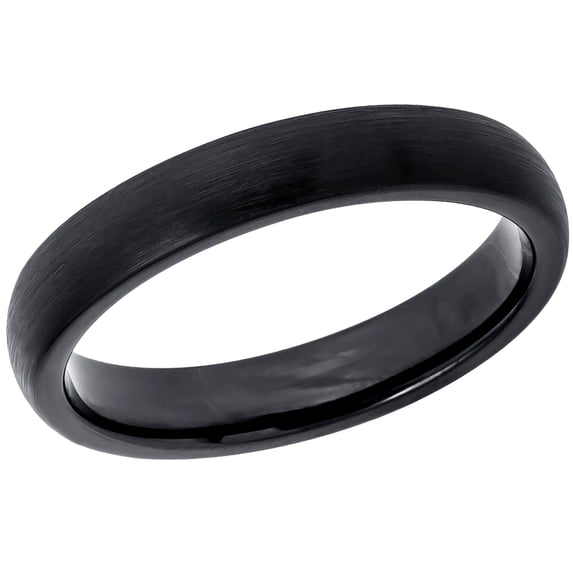Men's Women's Tungsten Wedding Band Engagement Ring 4mm Domed Brushed Black Ring, SZ 9.5