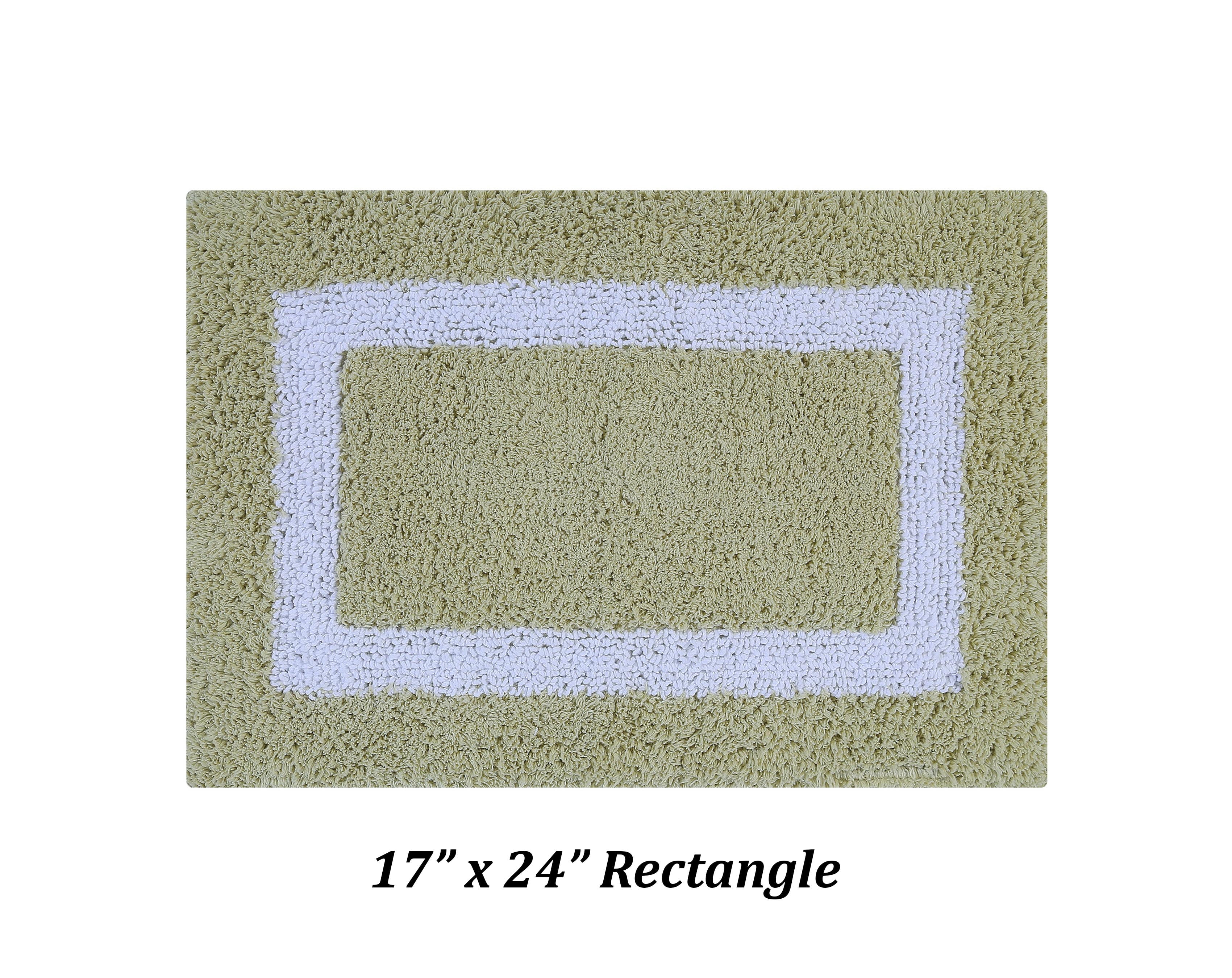 Better Trends 4 Piece Bathroom Rugs Set 100% Cotton Soft Bath Mat Water Absorbent, Reversible, Machine Washable for Home, Bathroom Decor Toilet Base Contour Mat, Hotel Multi Collection - Sage/White