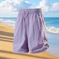 thumbnail image 7 of Cmfcve Women's Quick Dry Athletic Walking Shorts Drawstring Elastic Waist Knee Length Bermuda Shorts Side Strip with Pockets, 7 of 7