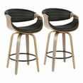 thumbnail image 2 of LumiSource Symphony 26 in. Wood Base Faux Leather Swivel Counter Stool - Set of 2, 2 of 10