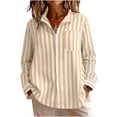 thumbnail image 2 of Hxlamzoo Womens Striped Shirts Button Down Collared Long Sleeve Tops with Pocket Csual Business Blouse, 2 of 9