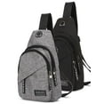 thumbnail image 2 of Gustave Oxford Sling Bag Crossbody Backpack for Men Women Small Casual Chest Bags Travel Hiking Daypack with Adjustable Shoulder Strap "Black & Gray", 2 of 10