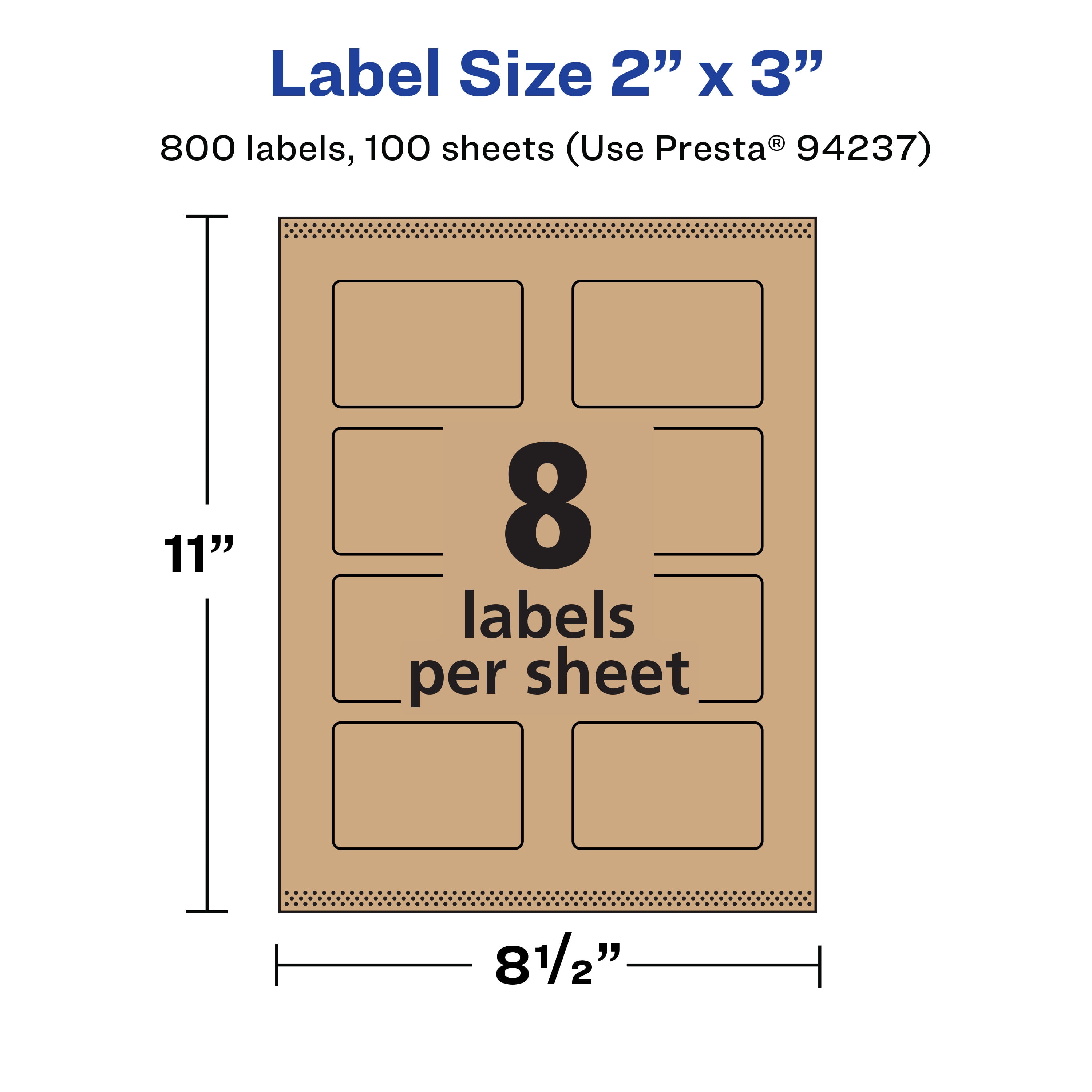 Avery Kraft Brown Rectangle Labels, 2" x 3", 800 Labels