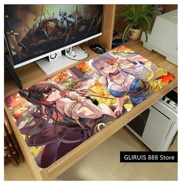 Alfombrilla de ratón gruesa de Anime Azur Lane Akagi Kaga Hiryu housshou Juno, tapete de ratones Gaming para portátil para teclado de mesa, tapete antideslizante, regalo LIUWENJING unisex