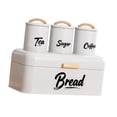 thumbnail image 4 of Caja de pan con botes de cocina y mango de madera, juego de latas de pan resistentes Blanco, 4 of 9