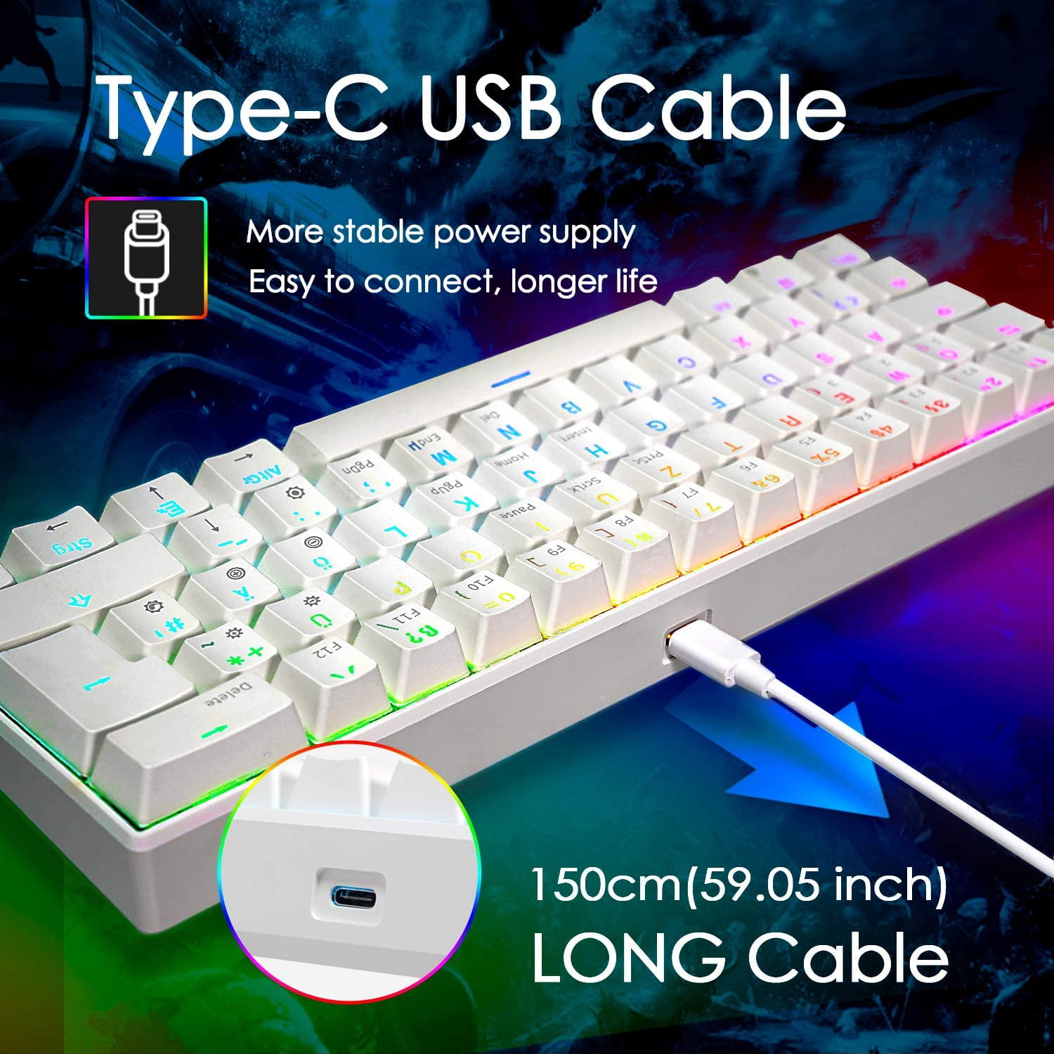 RK ROYAL KLUDGE RK61 Wired 60% Mechanical Gaming Keyboard RGB