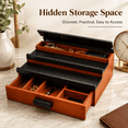 thumbnail image 6 of Wooden Cologne Organizer for Men 3 Tier Perfume Organizer Shelf with Drawer Cologne Display and Storage Risers Great Gift for Man Walnut Black, 6 of 7