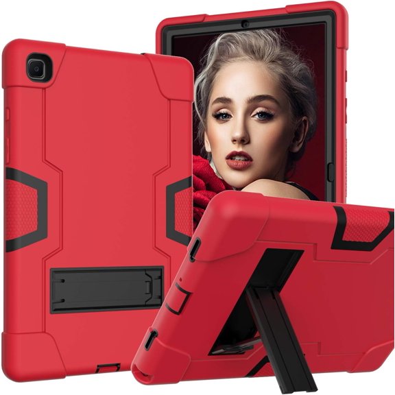 KOMI Case for Samsung Galaxy Tab A7 10.4 Case 2022&2020, Slim Heavy Duty Hard PC Soft Silicone High Impact Protective Case for Galaxy Tab A7 10.4 inch 2022 &2020 (SM-T500/T505/T507/T509), Red/Black