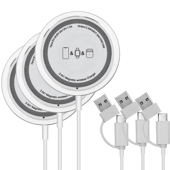 Wireless Charger 3 Pack, 15W Magnetic Fast Charging Pad Compatible with iPhone 17/16/15/14/13/12 Series & AirPods