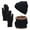 Black, variant on Prolriy Set Beanies Hats Men Women Scarf Gloves Hat Set for Teen Girls Women&Men Autumn Winter Warm Wool Hat Scarf Gloves Three Pieces Scarf for Women Black