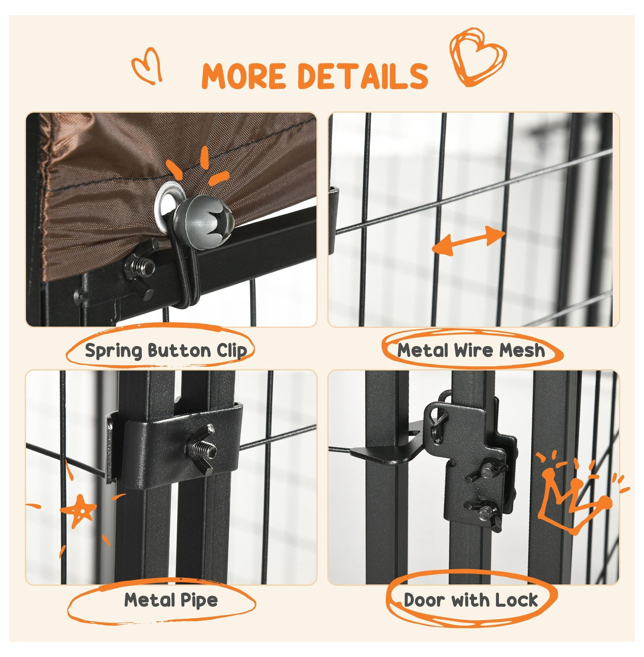 Outdoor Dog Kennel 9.3x4.6 Exercise Pen with UV Protection, Water-Resistant Dog Run for Medium Large Dogs Up to 66lbs