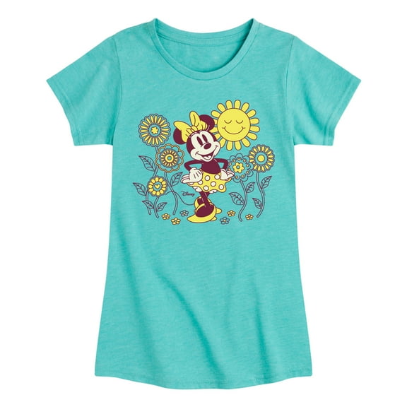 Disney - Mickey & Friends - Minnie Mouse - Flowers & Sun - Happiness - Toddler And Youth Girls Short Sleeve Graphic T-Shirt