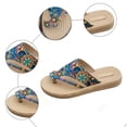thumbnail image 6 of Rokment Ethnic Bohemian Flip Flops for Women 2026 Beach Summer Vintage Comfortable Platform Flat Walking Sandals Casual Flatform Dress Slip on Slides Slippers Blue Size 6, 6 of 8