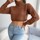 thumbnail image 4 of Suéter de punto corto de manga larga con cuello alto para mujer, suéter informal de otoño e invierno para oficina, trabajo, citas en casa, 4 of 6