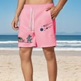 thumbnail image 2 of Shorts Men Men's Casual Shorts Dinosaur Print Summer Comfortable Loose Fit Unisex Inch for Daily Wear Sports Outdoor Activities Pink XXL, 2 of 5