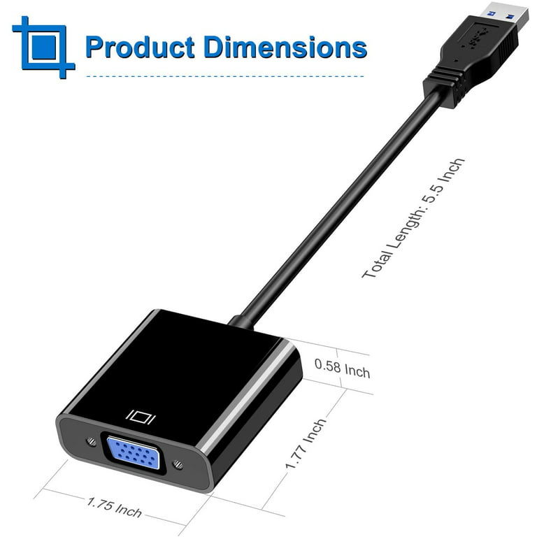 USB to VGA 3.0 to VGA Multi-Display Video Converter- PC Laptop Windows 7/8/8.1/10,Desktop, - Walmart.com