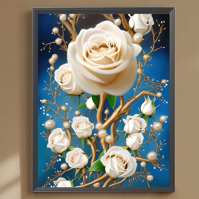 Cuadros Decorativos 5D bricolaje taladro redondo completo diamante pintura flor kit decoración del hogar arte artesanía (3) Wdftyju embutido en tela