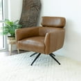 thumbnail image 6 of Pemberly Row Mid-Century Genuine Leather Tight Back Swivel Chair in Tan, 6 of 8