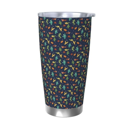 

Susaid Shells and Seaweed Print 20oz Car Cup Insulated Coffee Cup Fully Spill Proof Travel Coffee Mug Stainless Steel Tumbler for Work Home Outdoor Car-Without Straw
