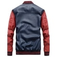 thumbnail image 2 of Men's Faux Leather Jacket Casual Baseball Stand Collar Slim Fit Coat, 2 of 5