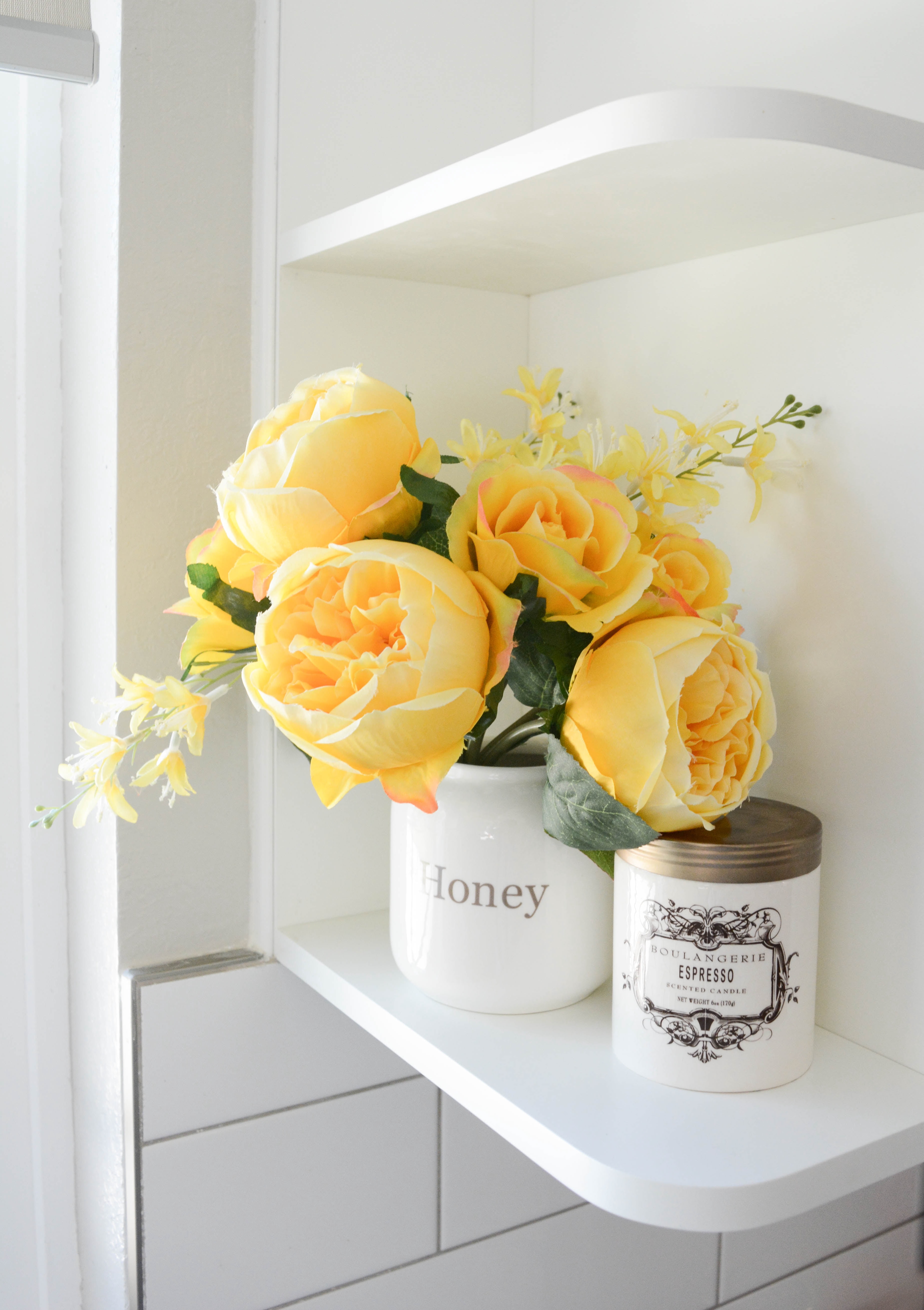 Admired By Nature 10 Stems Faux English Rose Bud Bouquet, Yellow