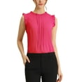 thumbnail image 1 of INSPIRE CHIC Blouse Sans Manches pour Femme, à Volants, Plissée, Blouse CHIC pour le Travail, S Rose Vif, 1 of 6