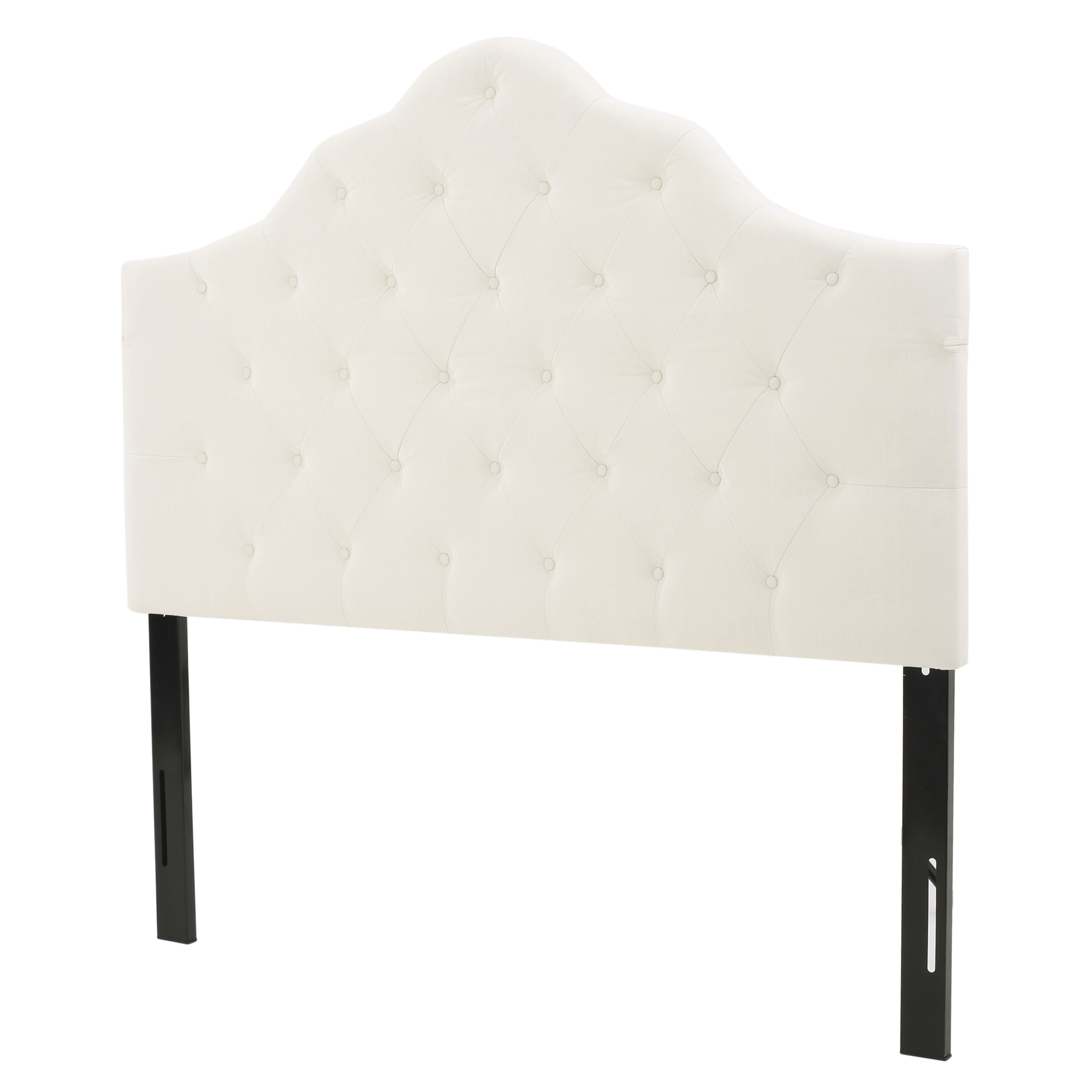 Noble House Farah Queen Tufted Fabric Full Headboard, Ivory