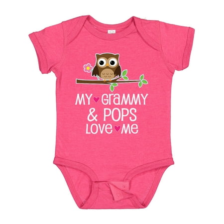 

Inktastic Grammy and Pops Love Me Owl Gift Baby Girl Bodysuit