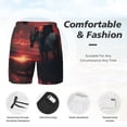 thumbnail image 3 of Sikiie Lone Rider Under Red Sky Print Men's Double Layer Swimming Trunks, Adjustable Waistband and Pockets Sports Swimming Trunks, Beach Swimwear-Large, 3 of 6