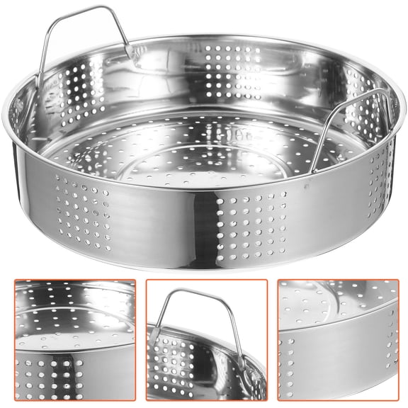 RENACLIPY Stainless Steel Steamer Basket for Kitchen Use with Vent Holes Plated Silver